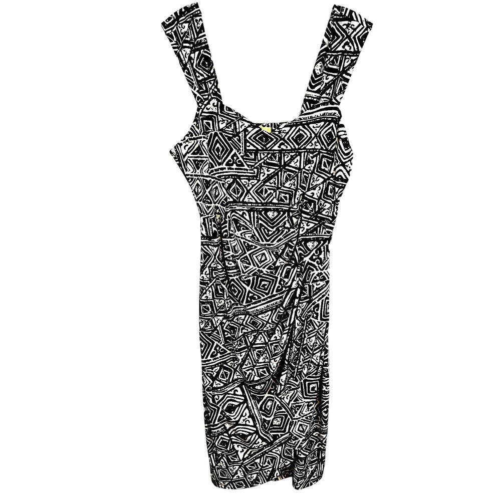 Miss Tina Women's Dress Medium M Black White Sleeveless  Sun Misses Size 8 10